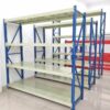 RAK BESI SUSUN GUDANG MEDIUM DUTY TIPE RR-500 TINGGI 200 CM, KAPASITAS (LOAD MAX) 500 KG / LEVEL, UKURAN P.200 x L.60 x T.200 CM, 4 SUSUN SHELVING, WARNA TIANG BIRU SHELVING KREM