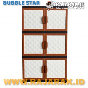 BUBBLE STAR VENUS HEXA KARAKTER 3 SUSUN - LEMARI PLASTIK - LEMARI BAJU WARNA COKLAT - BROWN 