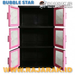 BUBBLE STAR VENUS HEXA KARAKTER 3 SUSUN - LEMARI PLASTIK - LEMARI BAJU WARNA MERAH MUDA - PINK