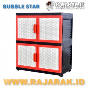 BUBBLE STAR VENUS ROTAN KARAKTER 2 SUSUN - LEMARI PLASTIK - LEMARI BAJU WARNA MERAH