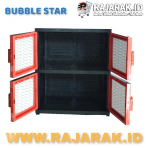 BUBBLE STAR VENUS ROTAN KARAKTER 2 SUSUN - LEMARI PLASTIK - LEMARI BAJU WARNA MERAH