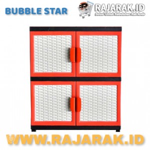 BUBBLE STAR VENUS ROTAN KARAKTER 2 SUSUN - LEMARI PLASTIK - LEMARI BAJU WARNA MERAH