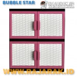 BUBBLE STAR VENUS ROTAN KARAKTER 2 SUSUN - LEMARI PLASTIK - LEMARI BAJU WARNA MERAH MUDA - PINK