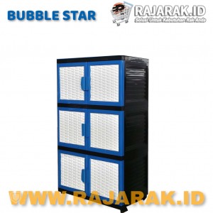 BUBBLE STAR VENUS ROTAN KARAKTER 3 SUSUN - LEMARI PLASTIK - LEMARI BAJU WARNA BIRU