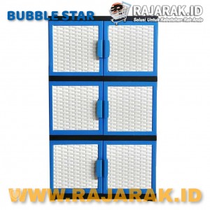 BUBBLE STAR VENUS ROTAN KARAKTER 3 SUSUN - LEMARI PLASTIK - LEMARI BAJU WARNA BIRU