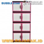 BUBBLE STAR VENUS ROTAN KARAKTER 4 SUSUN - LEMARI PLASTIK - LEMARI BAJU WARNA PINK - MERAH MUDA