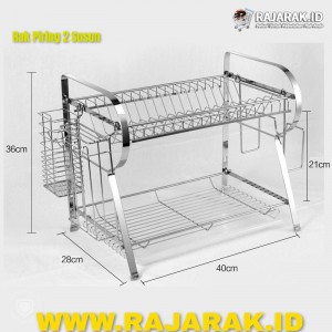 Micoe Rak piring 2 susun pengering piring peralatan makan Rak piring Rak mangkuk Rak dapur rak serbaguna