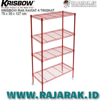  KRISBOW  RAK  KAWAT 4 TINGKAT 75 x 35 x 127 cm MERAH 