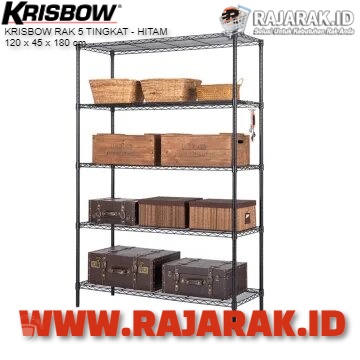  KRISBOW  RAK  5 TINGKAT 120 x 45 x 180 cm HITAM RAJARAK 