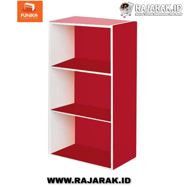 FUNIKA RAK  BUKU  3  TINGKAT  MERAH PUTIH TIPE 12054 RD WH 