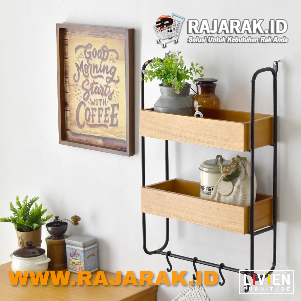  LIVIEN  FURNITURE  RAK DINDING CARLOS MAPLE RAK GANTUNG 