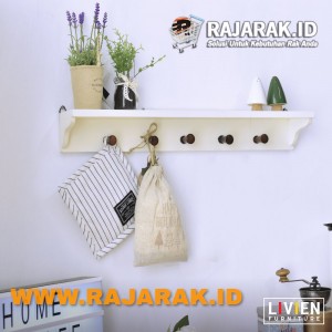 LIVIEN FURNITURE - RAK GANTUNG IVORY WHITE - RAK DINDING EVELYN SERIES