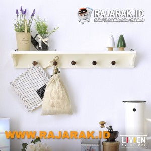 LIVIEN FURNITURE - RAK GANTUNG IVORY WHITE - RAK DINDING EVELYN SERIES