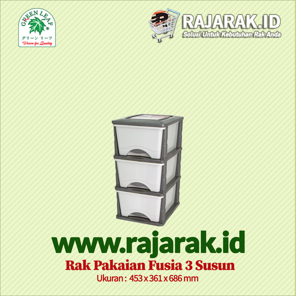 RAK PAKAIAN / BAJU GREEN LEAF TIPE FUSIA 3 SUSUN