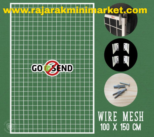 RAM BINGKAI WIREMESH 100x150 CM + H5 WALL PUTIH | Rak Dinding Gantung Mundo Toko Aksesoris
