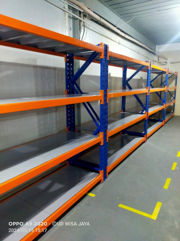 RAK BESI GUDANG MEDIUM DUTY TIPE ZA-500, Kapasitas 500 KG/SUSUN SHELVING x 4 LEVEL ATAU 2 TON/UNIT RAK: Solusi Kokoh & Modular untuk Gudang Modern