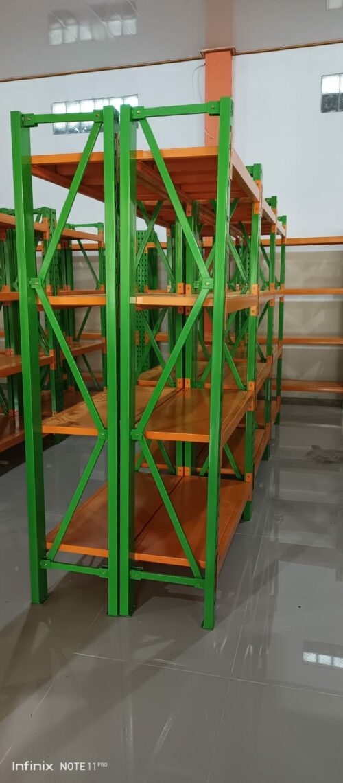 RAK BESI GUDANG MEDIUM DUTY TIPE ZA-300 (PRODUK LOKAL) – KAPASITAS 300 KG / SHELVING ATAU 1,2 TON / UNIT, 4 LEVEL, UKURAN 200x50x200 CM & 200x60x200 CM (WARNA & UKURAN BISA CUSTOM)