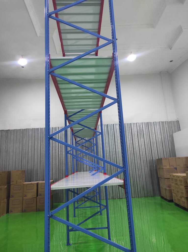 RAK BESI GUDANG UKURAN BESAR KAPASITAS 1 TON / SUSUN SHELVING TIPE RR-1000 | PANJANG 240 CM, LEBAR 100 CM, TINGGI 500 CM (UKURAN BISA CUSTOM, READY STOCK!!!) | KIRIM KE SELURUH INDONESIA