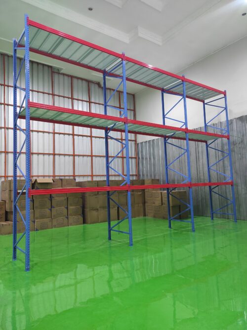 RAK BESI GUDANG UKURAN BESAR KAPASITAS 1 TON / SUSUN SHELVING TIPE RR-1000 | PANJANG 240 CM, LEBAR 100 CM, TINGGI 500 CM (UKURAN BISA CUSTOM, READY STOCK!!!) | KIRIM KE SELURUH INDONESIA