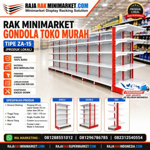 RAK MINIMARKET MURAH TIPE ZA-15 | RAK GONDOLA DISPLAY TOKO : Tingkatkan omzet toko Anda dengan display profesional, kuat, dan ramah di kantong!