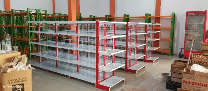 RAK MINIMARKET MURAH TIPE ZA-15 | RAK GONDOLA DISPLAY TOKO (PRODUK LOKAL) | UKURAN P. 90 CM, T. 120/150/170 CM, L.28 CM | WARNA CUSTOM | KIRIM KE SELURUH INDONESIA