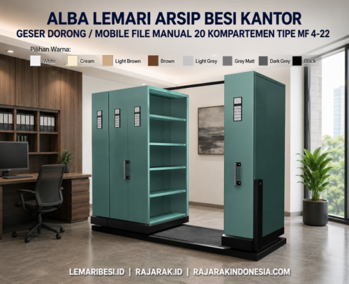 ALBA LEMARI ARSIP BESI KANTOR GESER DORONG MOBILE FILE MANUAL 20 KOMPARTEMEN TIPE MF 4-22